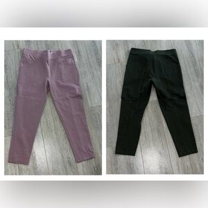2 Pairs! HTF Betabrand Skinny-leg Journey Pants size XL W1595 Dark Green & Lilac